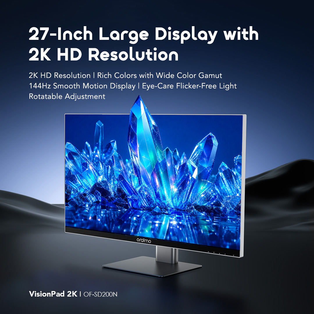 oraimo VisionPad 2K 27-inch Computer Screen Monitor | 2K HD