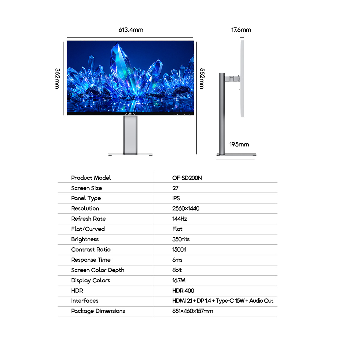 oraimo VisionPad 2K 27-inch Computer Screen Monitor | 2K HD