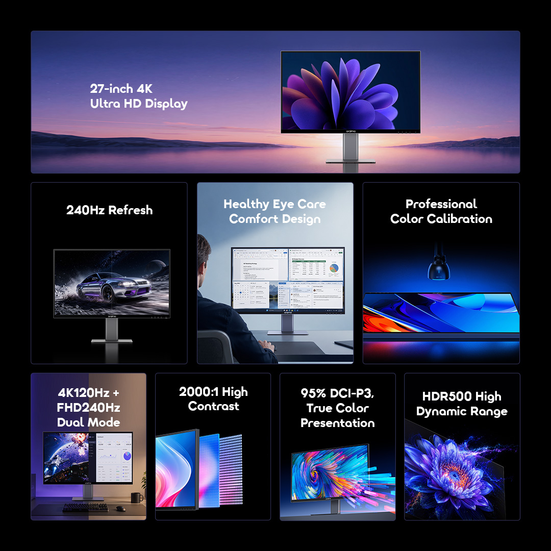 oraimo VisionPad 4K 27-Inch 4K HD Computer Screen Monitor