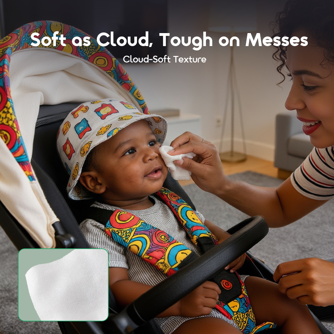 Lingettes pour bébé en bambou oraimo Snuggy OHPW-002-05 - Texture douce comme un nuage, efficace sur les saletés