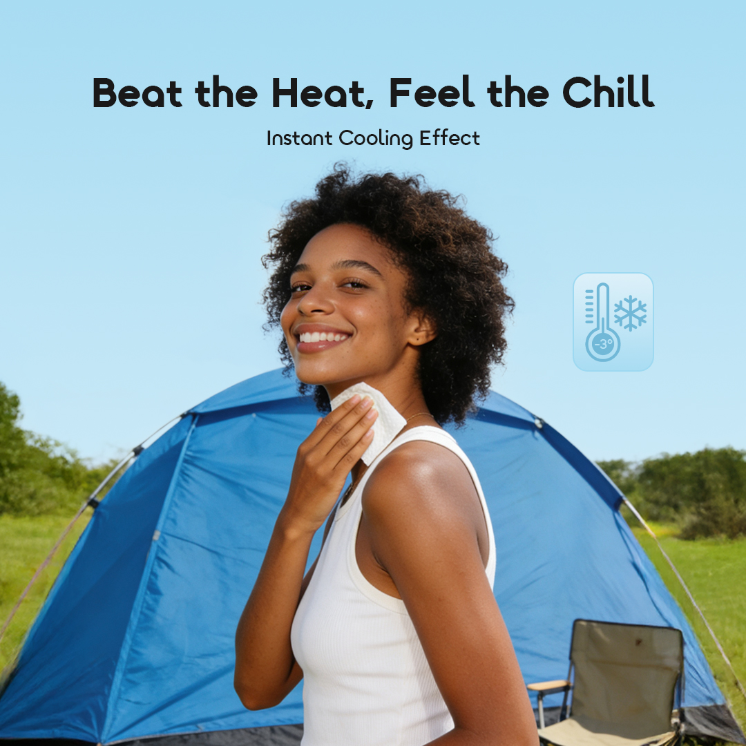 Lingettes rafraîchissantes oraimo Coolmist OHPW-001-02 - Rafraîchissement instantané, soulagement de la chaleur en extérieur