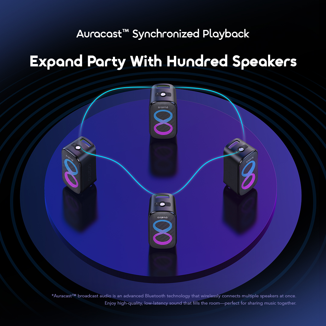 oraimo Wireless Party Speaker SpaceBox Max OBS-982 6 Auracast Synchronized Playback