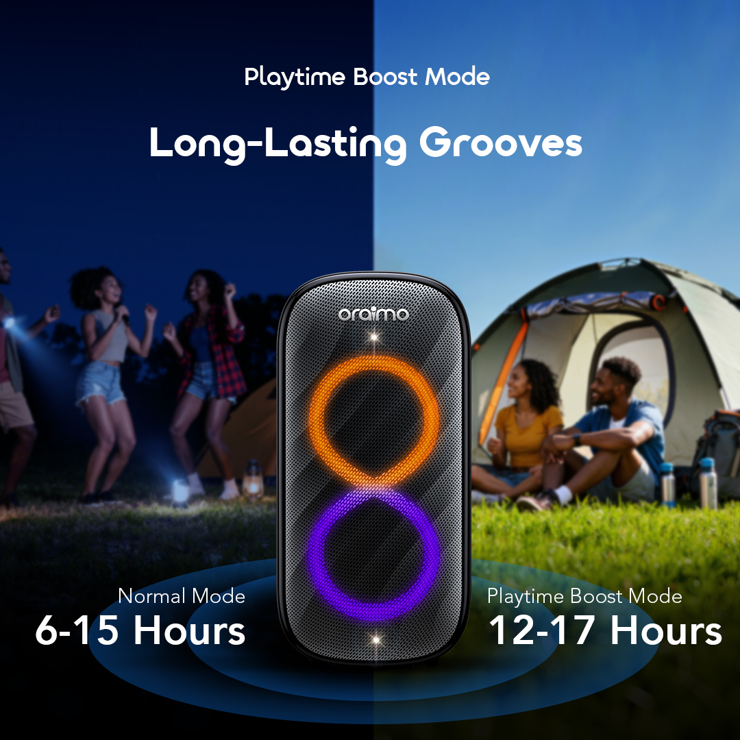 oraimo Wireless Party Speaker SpaceBox Max OBS-982 7 Playtime Boost Mode