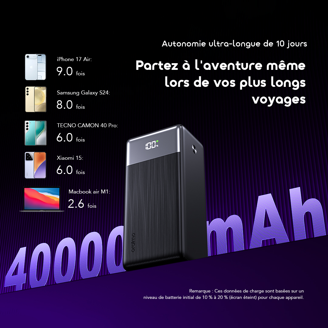 oraimo Power Bank PowerJet 501 OPB-7401Q 05 Partez à l'aventure même lors de vos plus longs voyages