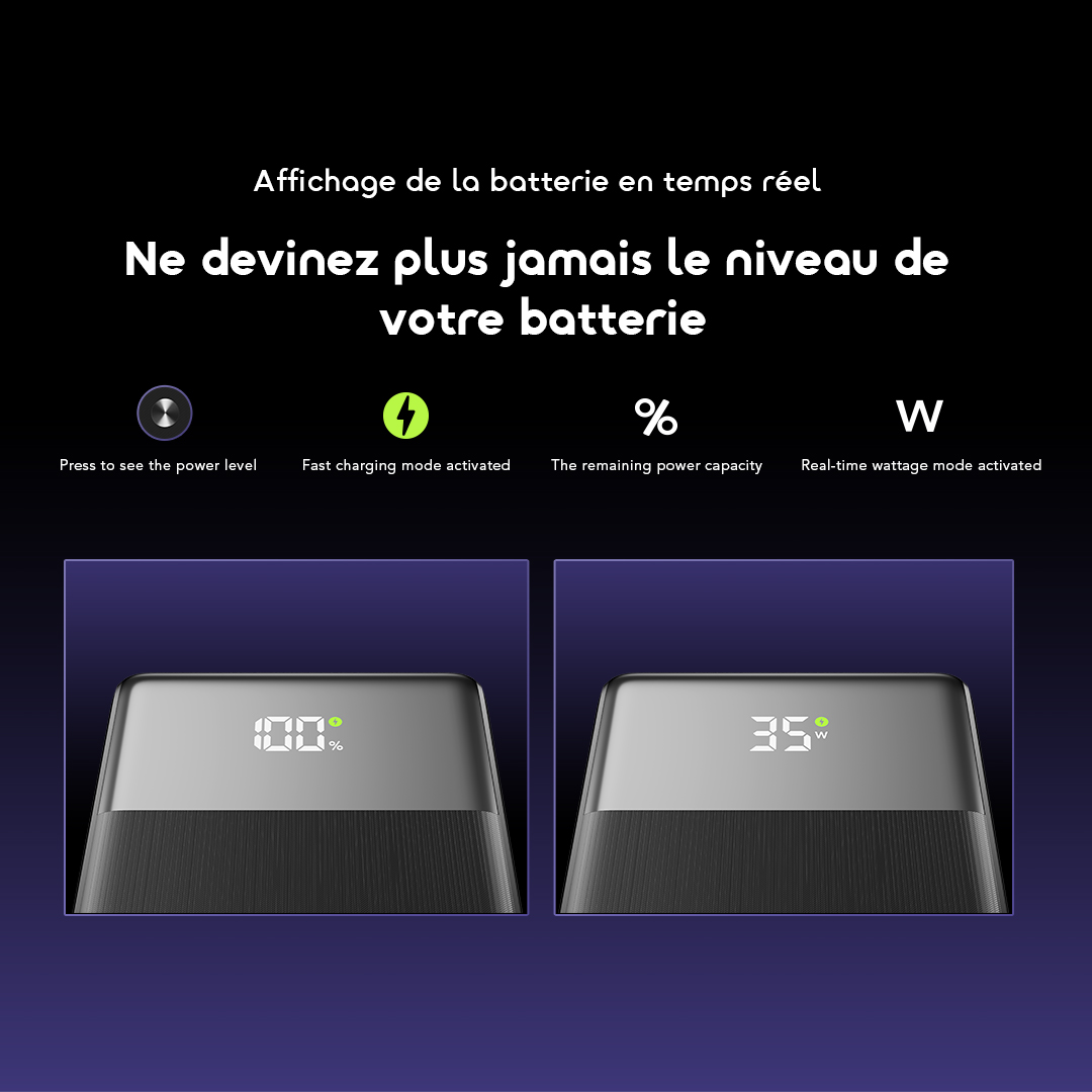 oraimo Power Bank PowerJet 501 OPB-7401Q 06 Ne devinez plus jamais le niveau de votre batterie