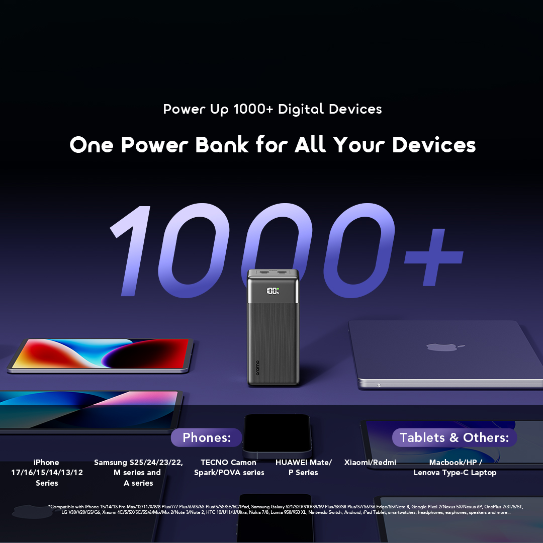 oraimo Power Bank PowerJet 501 OPB-7401Q 09 Compatible with 1000+ Devices One Power Bank for All Your Devices