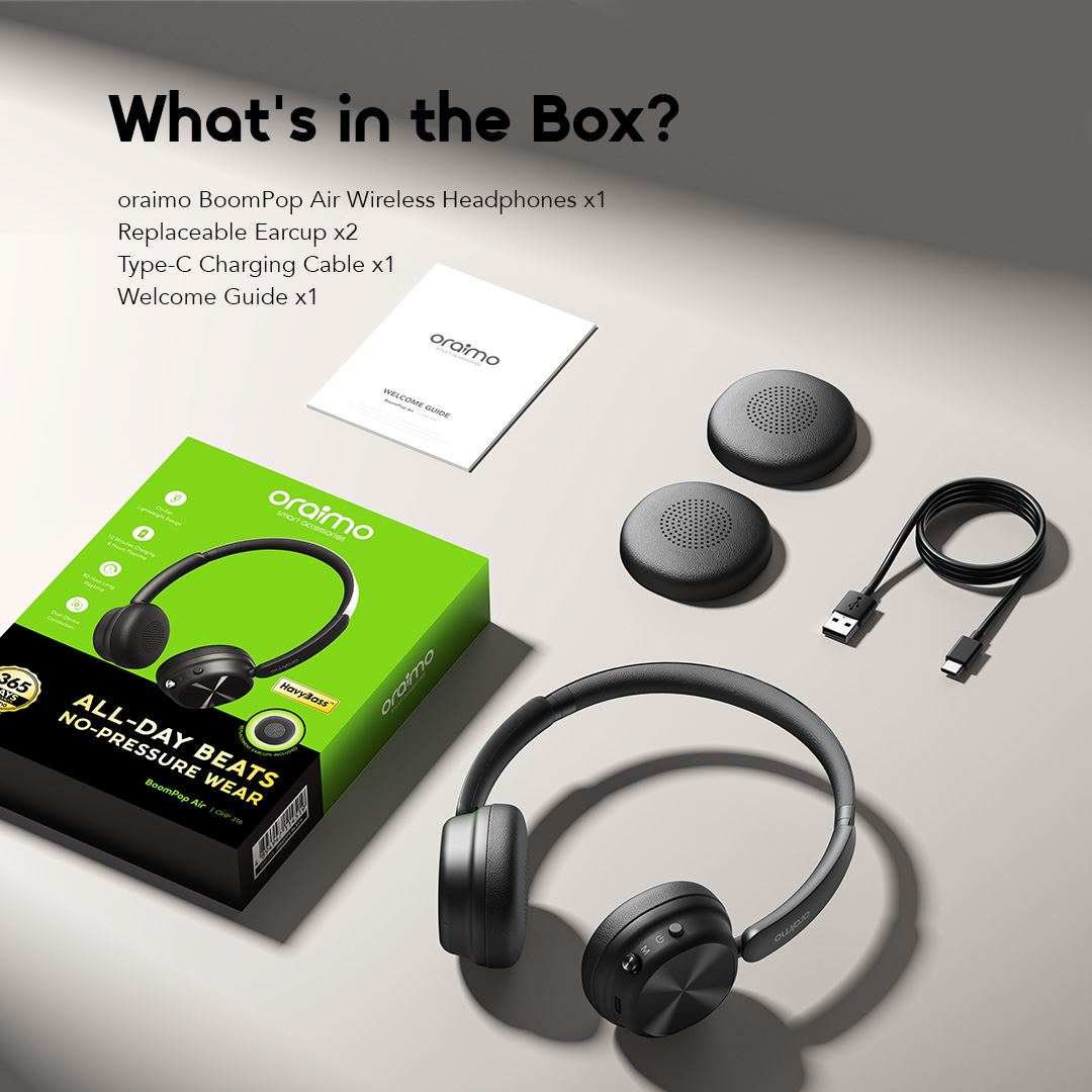 oraimo Headphone BoomPop Air OHP-316 12 What's in the Box?