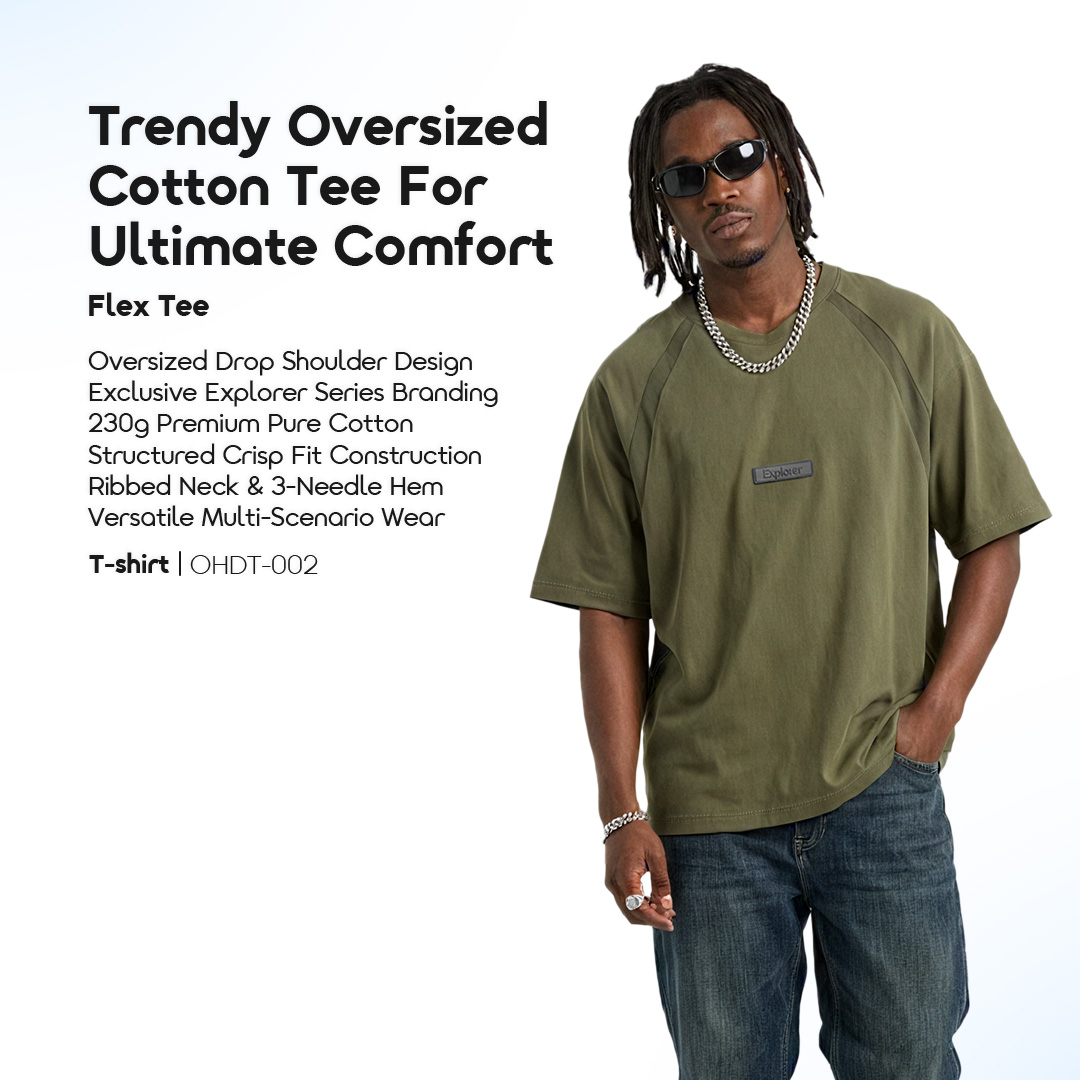 oraimo T-shirt Flex Tee OHDT-002 01 Trendy Oversized Cotton Tee For Ultimate Comfort