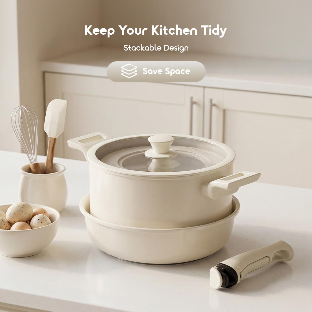 oraimo Ceramic Cookware Set PureHarvest Set OHKC-003 08 Stackable Design