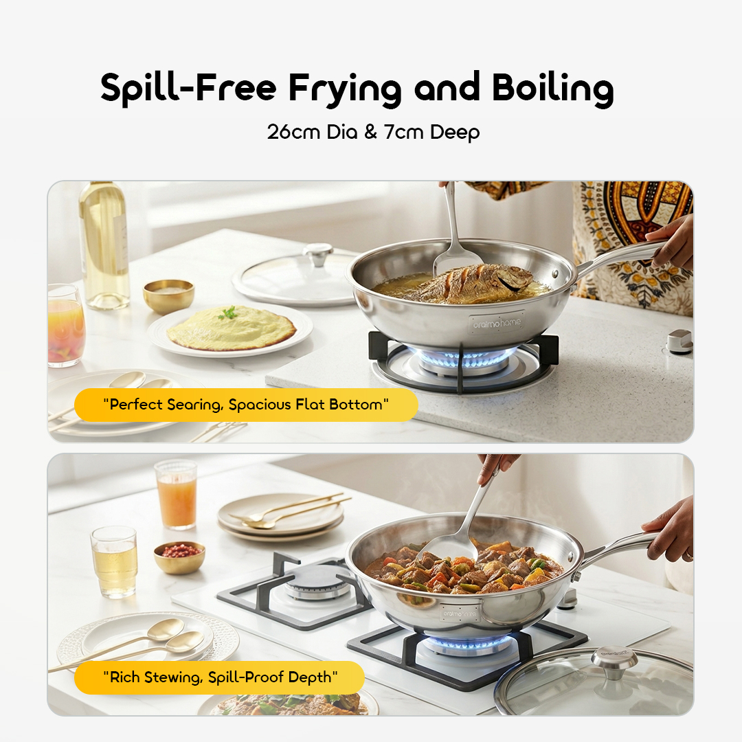 oraimo Stainless Steel Deep Fry Pan ChefFlare OHKS-004 05 Spill-Free Frying and Boiling