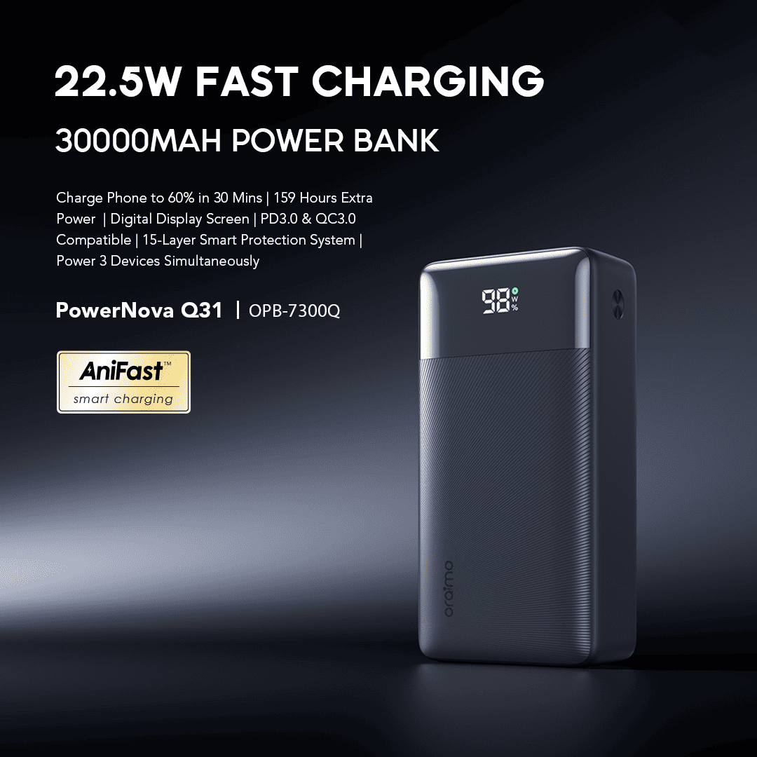 oraimo Power Bank PowerNova Q31 OPB-7300Q 01 22.5W Fast Charging 30000mAh Power Bank