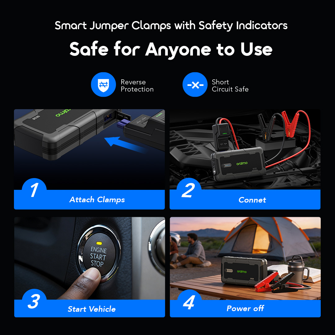 oraimo Car Jump Starter PowerSpark OJS-7100 07 Smart Jumper Clamps