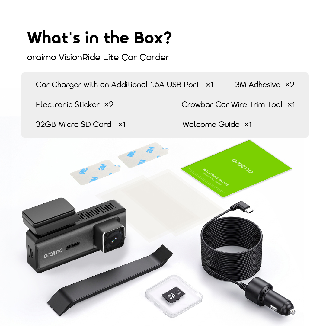 oraimo Car Corder VisionRide Lite OSH-013A 06 What's in the Box?