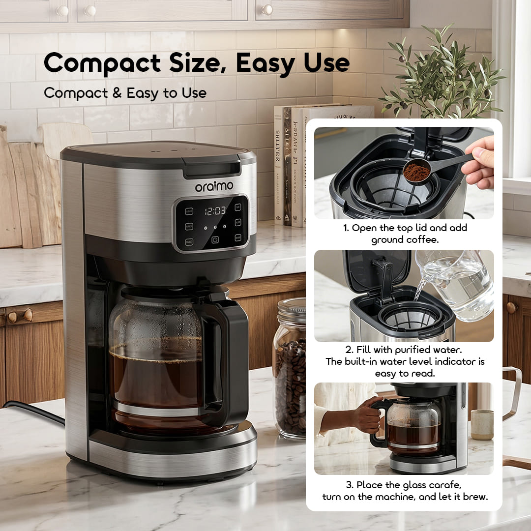 oraimo Drip Coffee Maker BrewDrip OCF-201A 03 Compact & Easy to Use