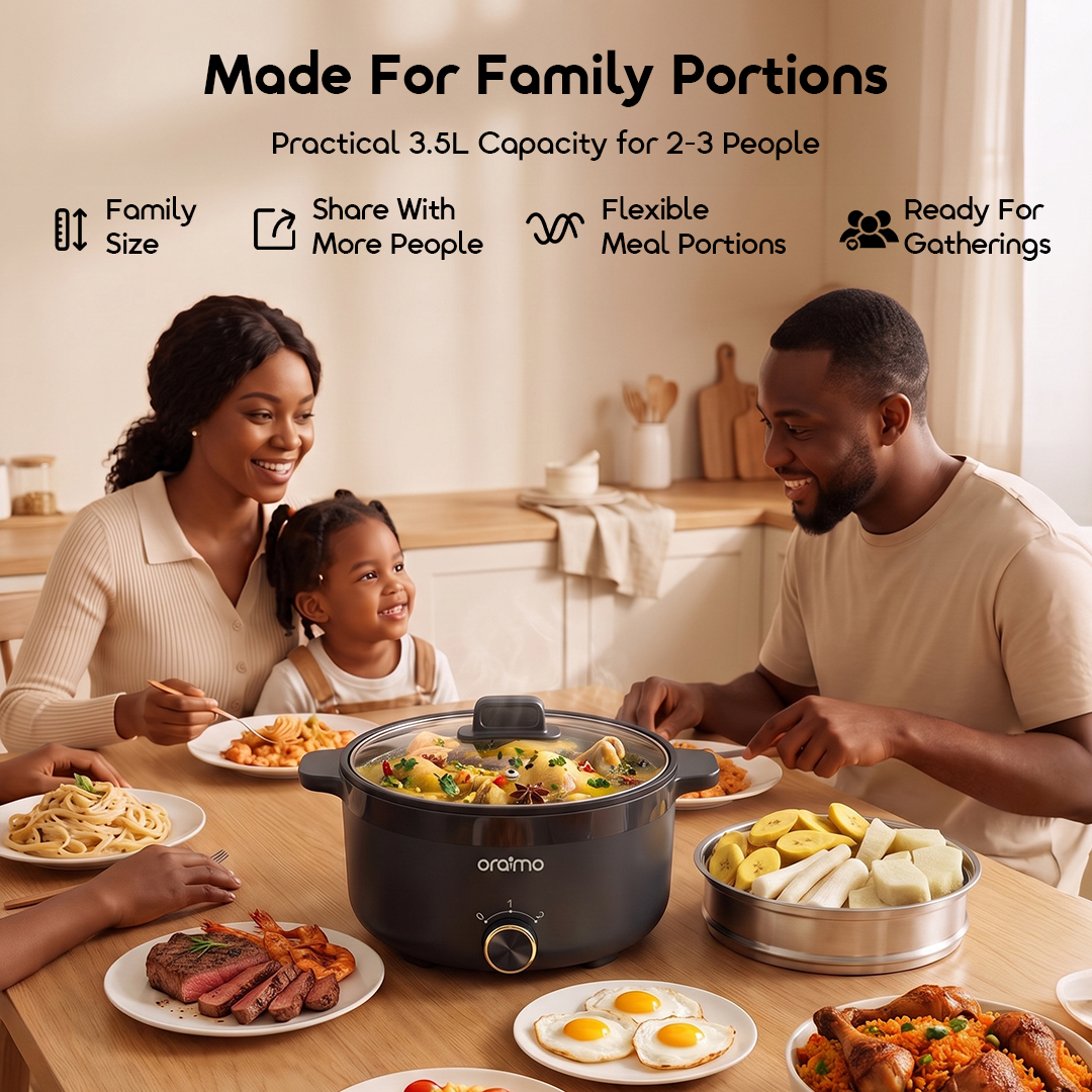 oraimo multipot multi functional electric hotpot africa OEH 261A 04 family portions