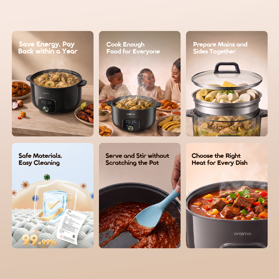 oraimo MultiPot S1 Lite 6L Energy Efficiency Electric Cooking Pot with Steamer