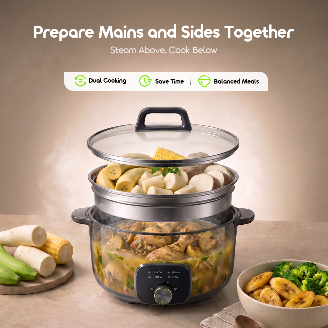 oraimo MultiPot S1 Lite 6L Energy Efficiency Electric Cooking Pot with Steamer
