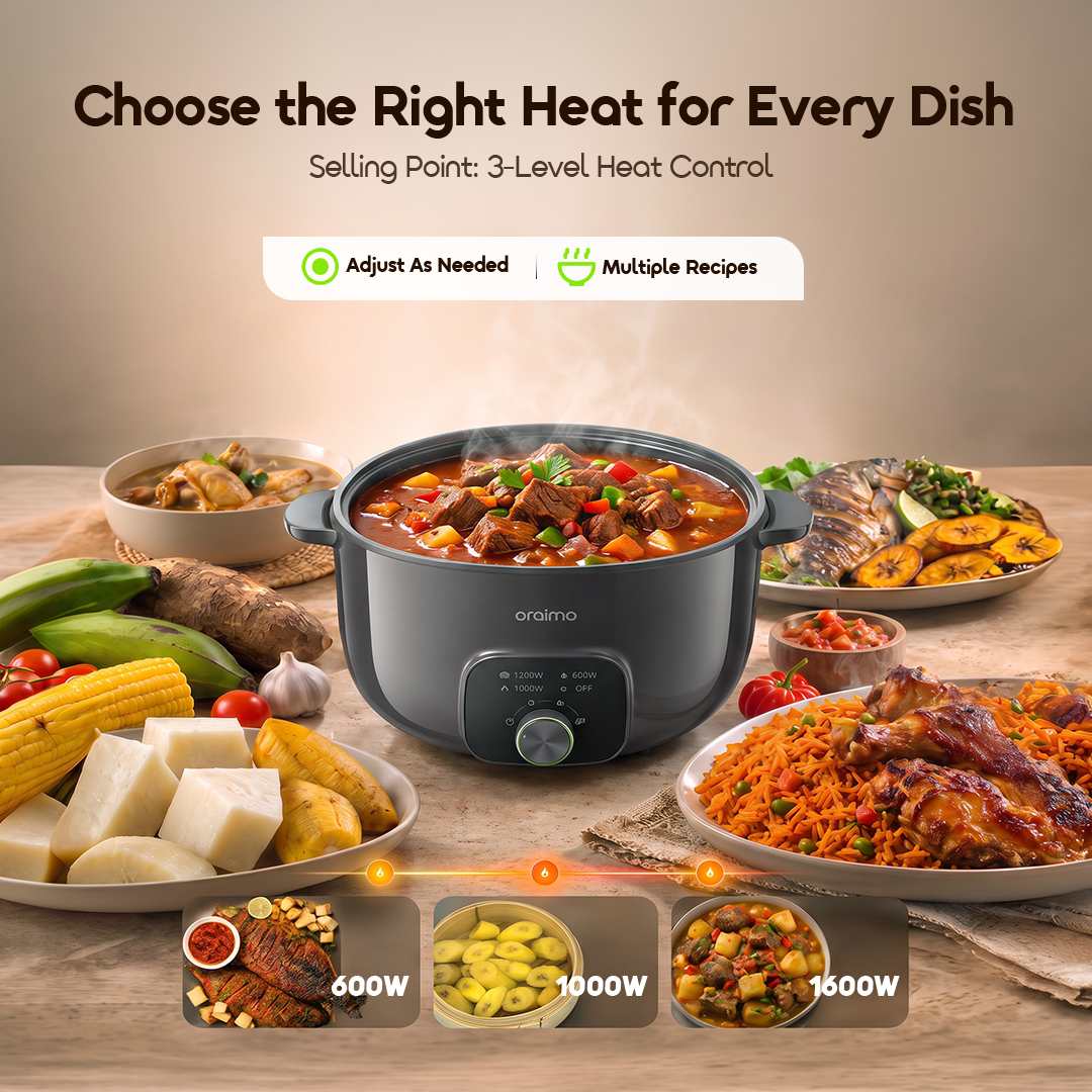 oraimo MultiPot S1 Lite 6L Energy Efficiency Electric Cooking Pot with Steamer