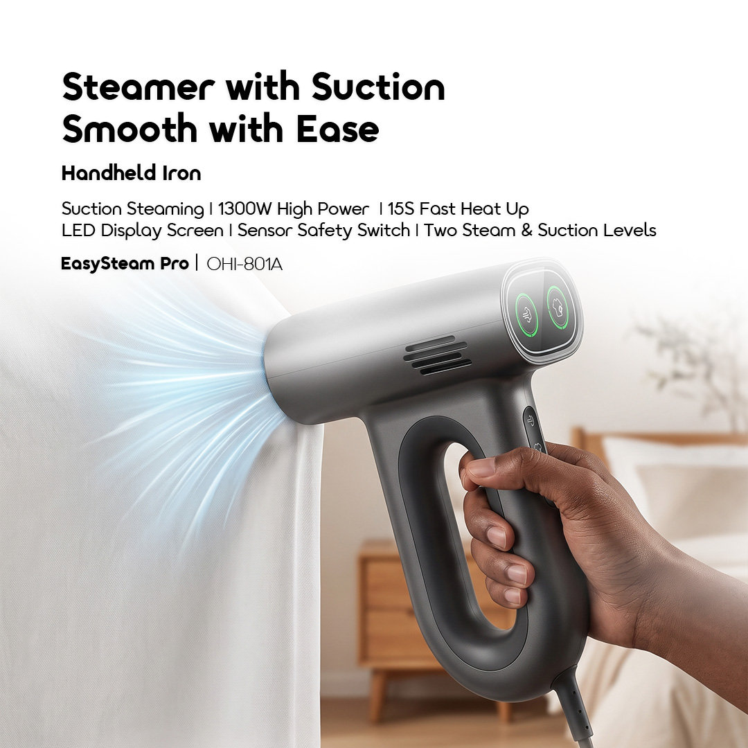 oraimo handheld iron africa OHI-801A 01 steamer with suction smooth with ease