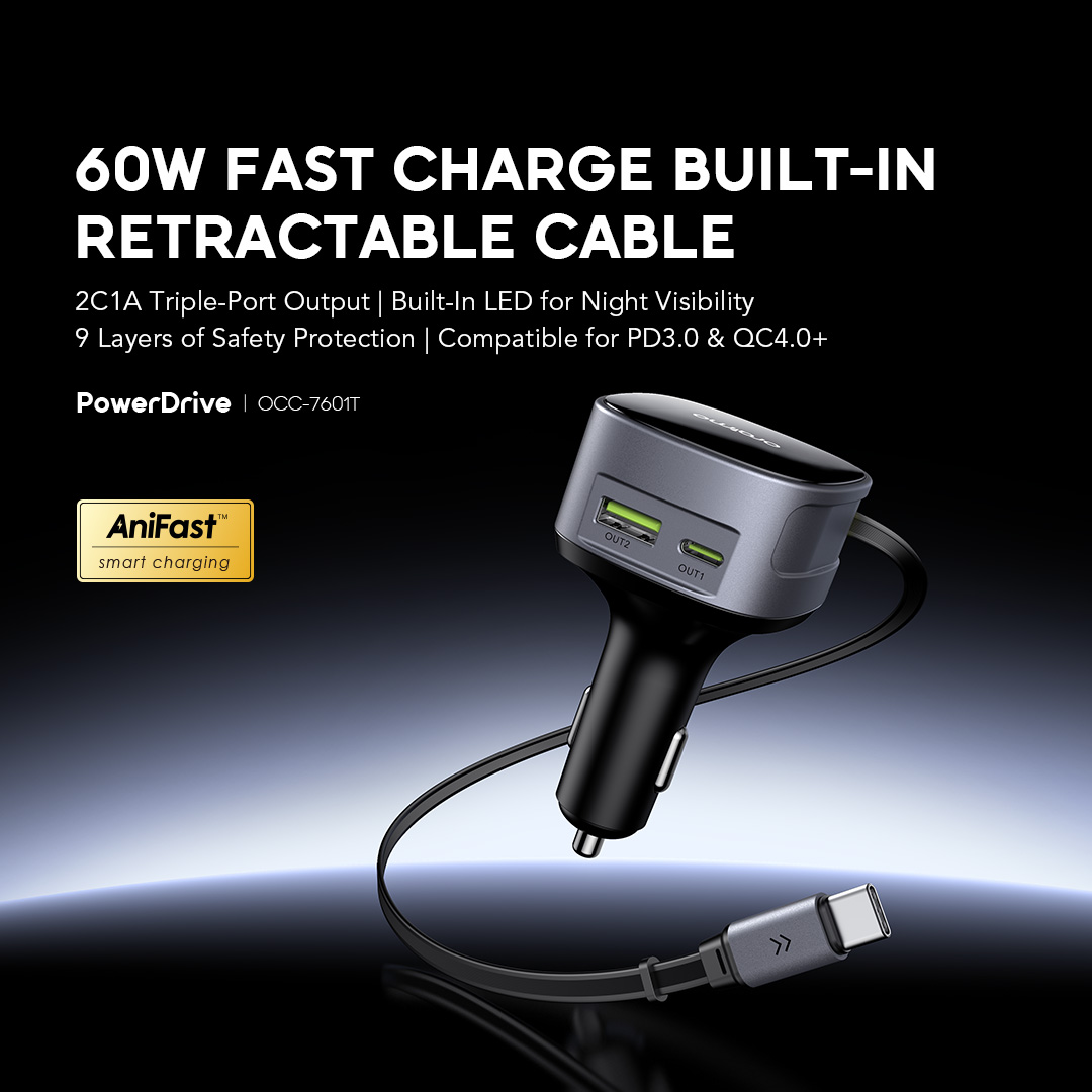 oraimo PowerDrive 60W Fast Charge Car Charger