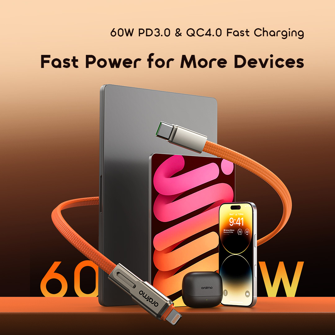 oraimo SpeedLine 4 Magnetic 2-IN-1 60W Fast Charge Cable