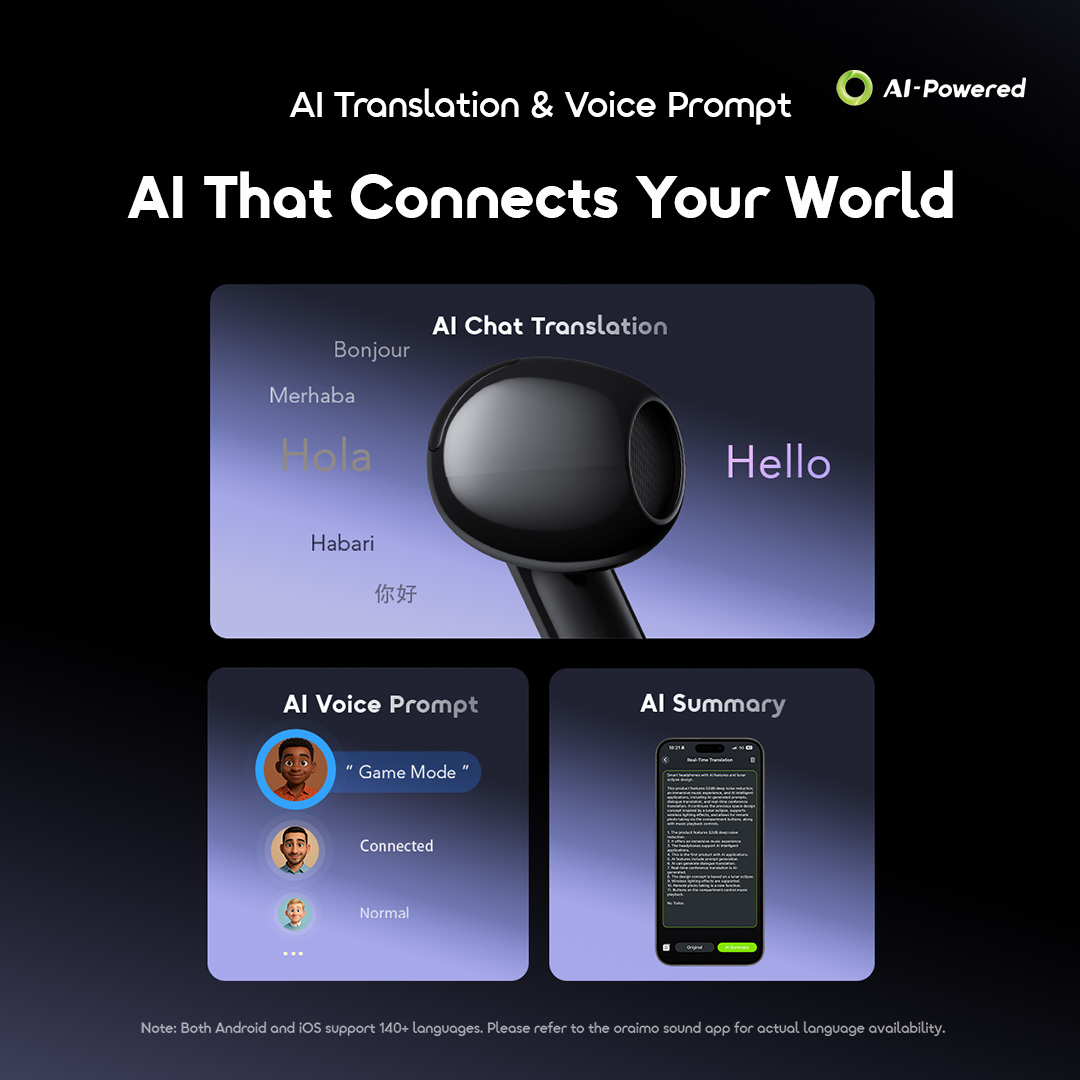 oraimo spacebuds fit true wireless earbuds africa OTW-627S 07 ai translation voice prompt oraimo spacebuds fit true wireless earbuds africa OTW-627S 07 ai translation voice prompt