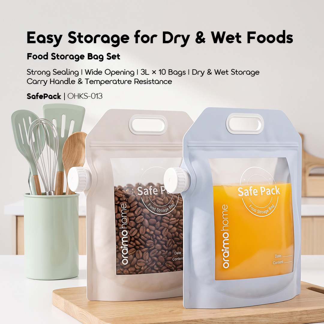 oraimo SafePack 3L Strong Sealing Food Storage Bag Set (10 Bags)