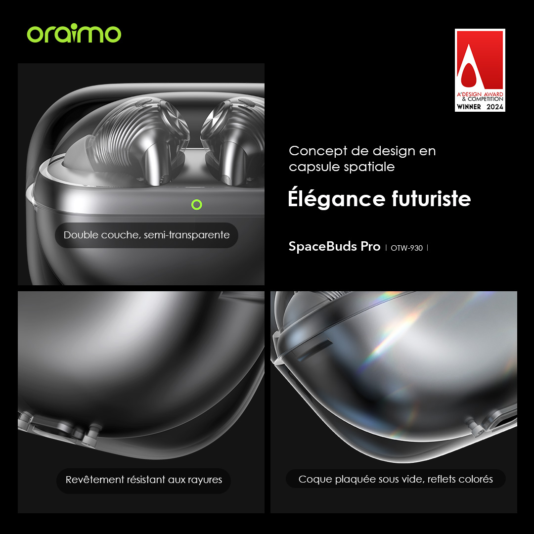 oraimo SpaceBuds Pro ANC hybride adaptatif Véritables écouteurs sans fil