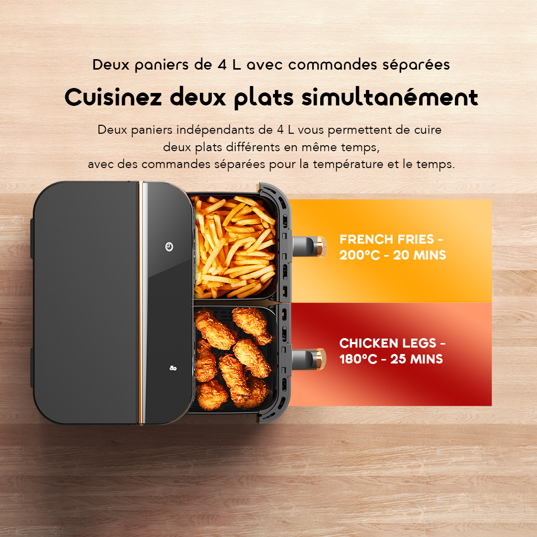 oraimo AirFryer NutriFry Duo OH-AF510N Dual 4L Baskets Split Control oraimo AirFryer NutriFry Duo OH-AF510N Dual 4L Baskets Split Control