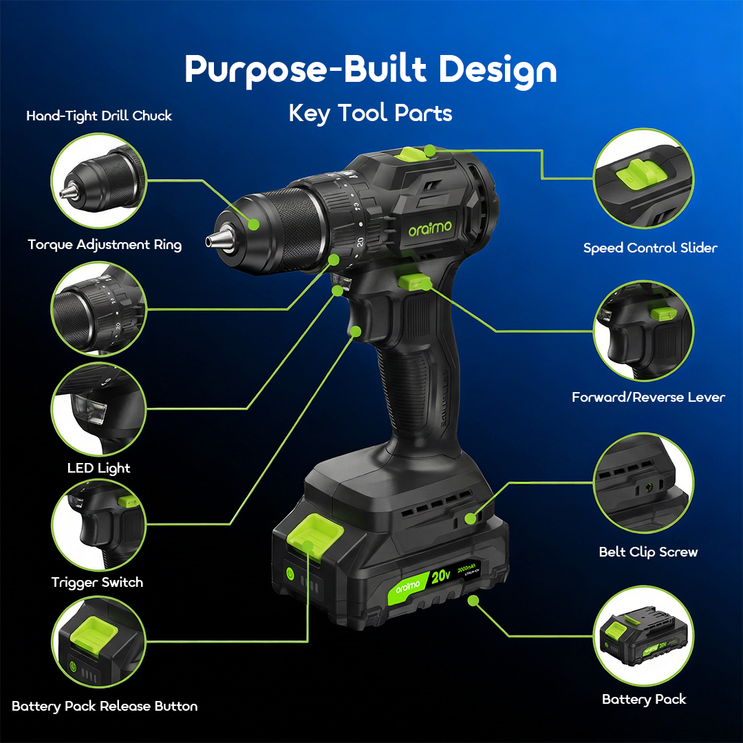 oraimo Power Drill Drivers MaxDrill OSH-010A 5 Key Tool Parts