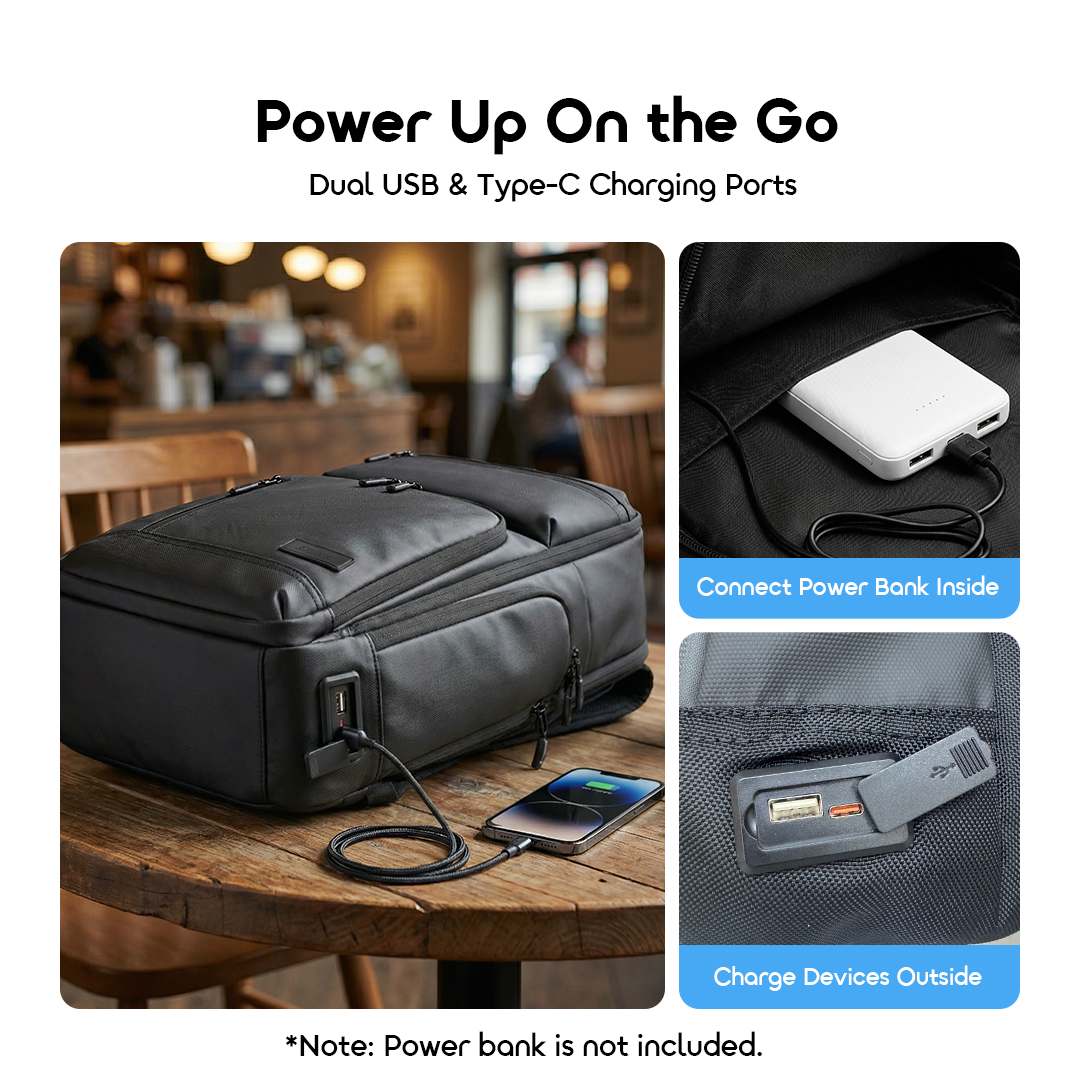 oraimo Backpack SpaceFolw OHDB-004 4 Dual USB & Type-C Charging Ports