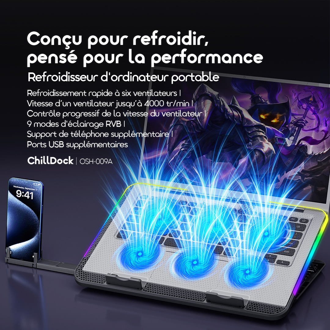 oraimo refroidisseur d'ordinateur portable chilldock osh 009a caractéristiques 1