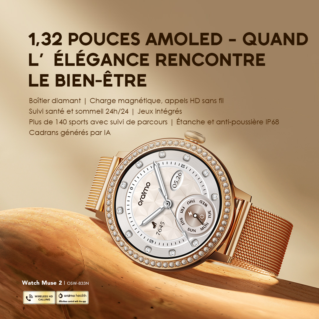 oraimo Smart Watch Watch Muse 2 OSW-833N 1 1.32" AMOLED, Beauty Meets Wellness