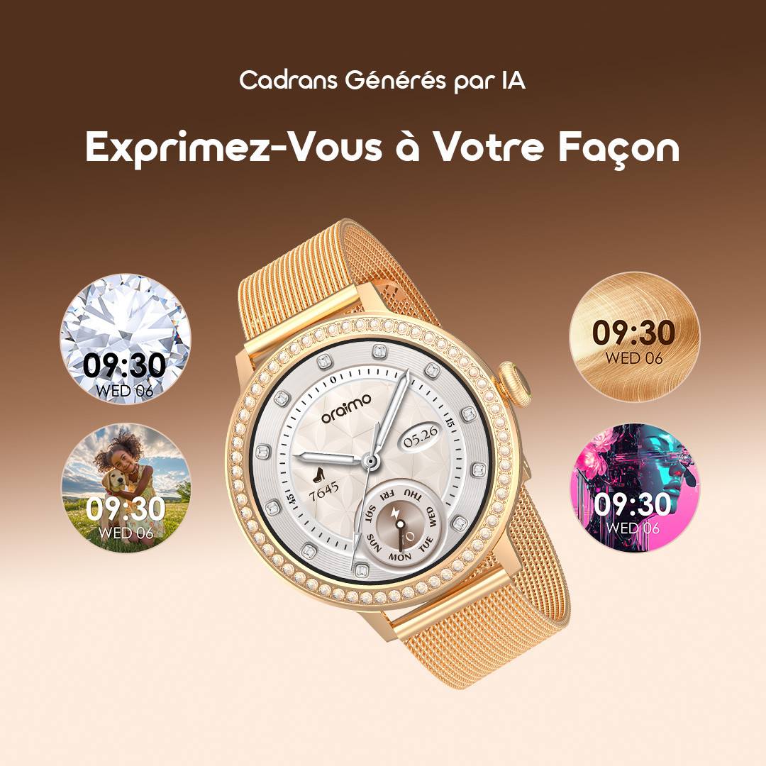 oraimo Smart Watch Watch Muse 2 OSW-833N 10 AI-Generated Watch Faces Face it Your Way