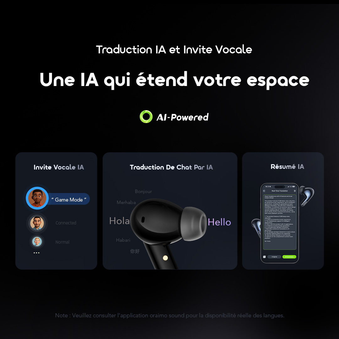 oraimo True Wireless Earbuds SpaceBuds2 OTW 631 5 AI Translation FR
