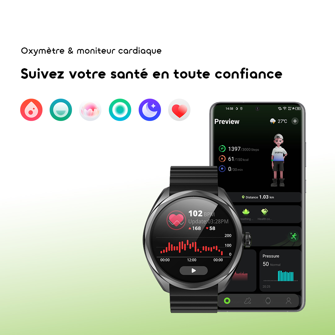 oraimo Smart Watch Watch Nova 2R OSW-834 06 Blood Oxygen & Heart Rate Monitor