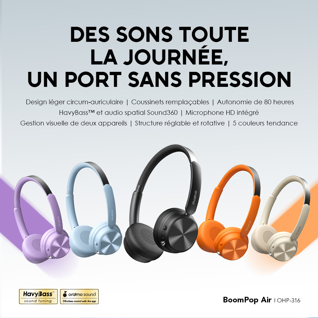 oraimo Headphone BoomPop Air OHP-316 01 ALL-DAY BEATS, NO-PRESSURE WEAR