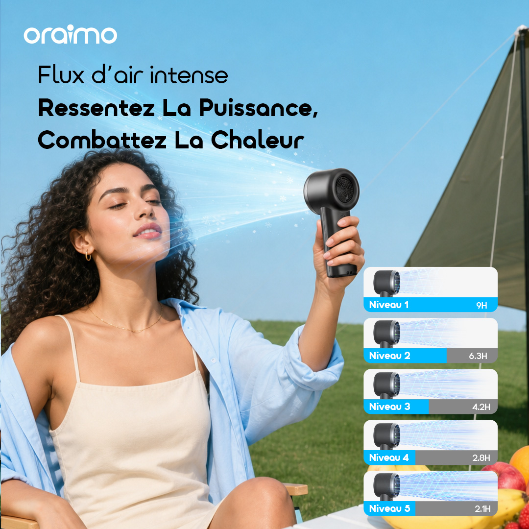 oraimo Handheld Fan TurboFan Air OHF 502A Intense Airflow 04