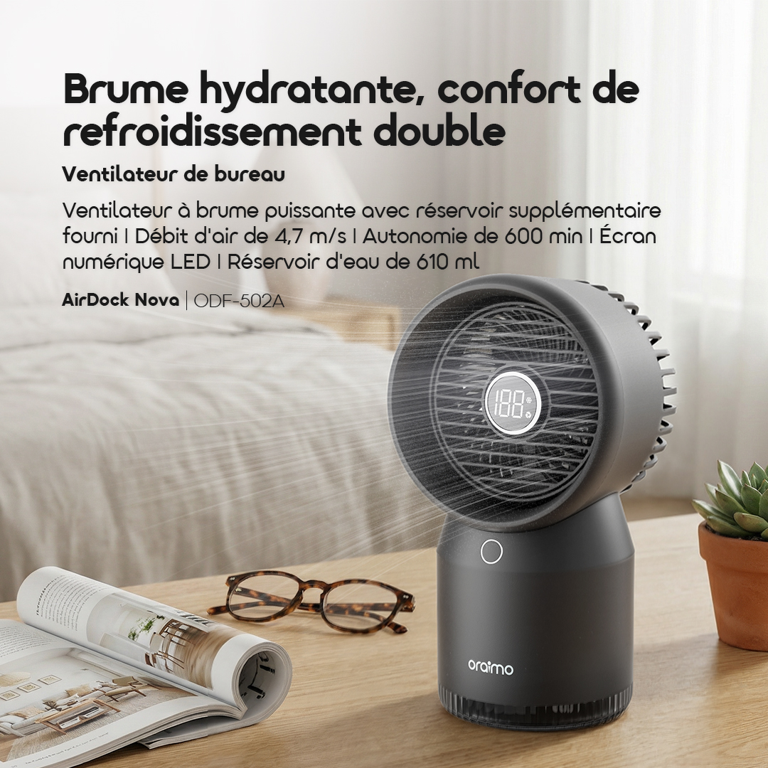 oraimo Desktop Fan Global ODF-502A 1 Hydrating Mist Double Cooling Comfort oraimo Desktop Fan Global ODF-502A 1 Hydrating Mist Double Cooling Comfort