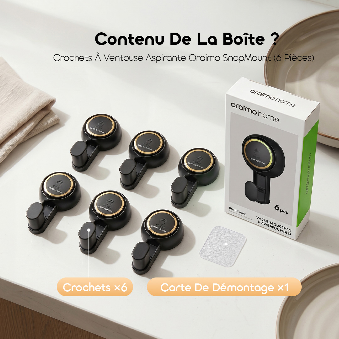 oraimo Vacuum Suction Cup Hooks SnapMount OHEH-002 07 What's in the Box?