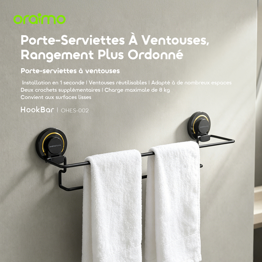 oraimo Suction Cup Towel Rail HookBar OHES-002 01 Main Display