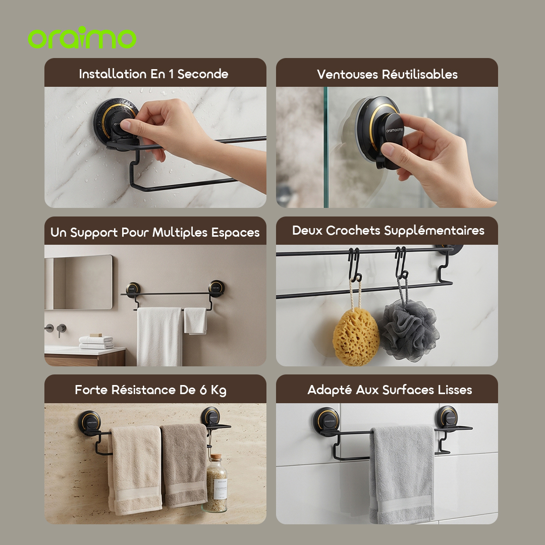 oraimo Suction Cup Towel Rail HookBar OHES-002 02 All Features