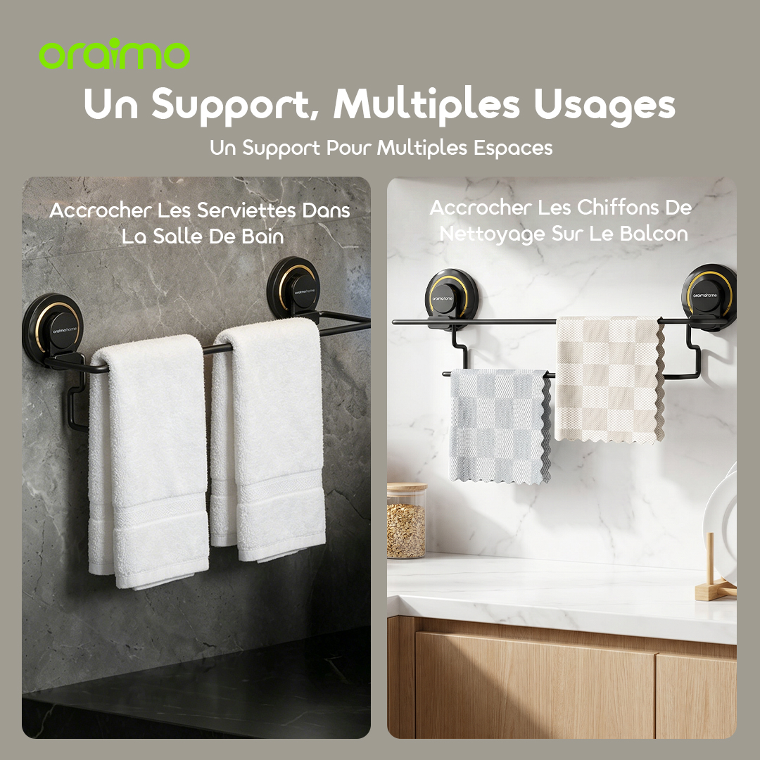 oraimo Suction Cup Towel Rail HookBar OHES-002 05 One Rack for More Spaces