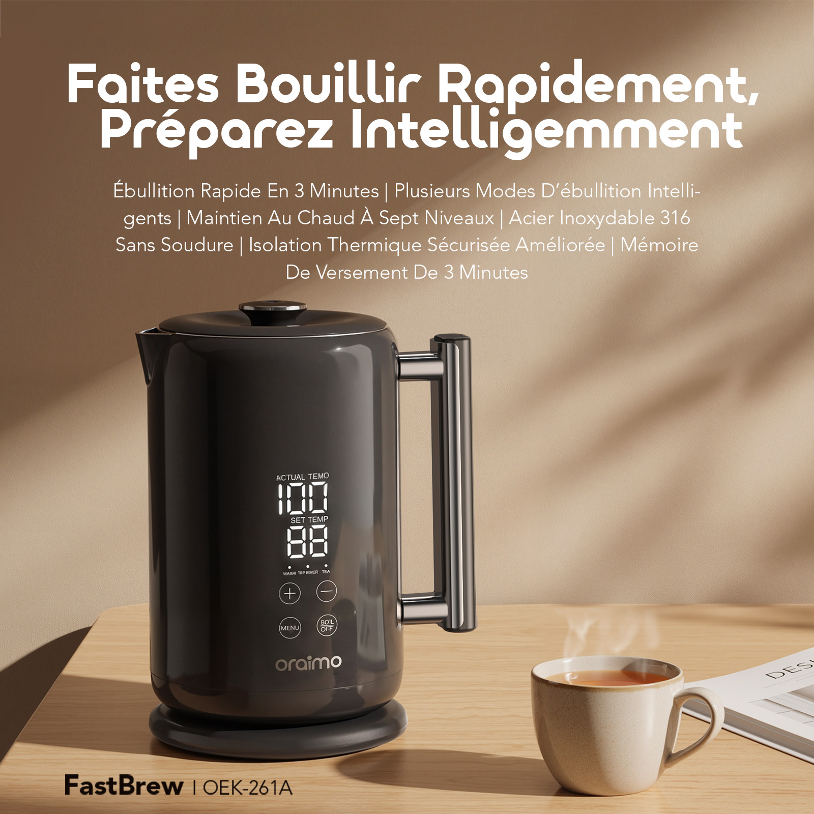 oraimo Electric Kettle FastBrew OEK-261A 01 - Boil Fast, Brew Smart oraimo Electric Kettle FastBrew OEK-261A 01 - Boil Fast, Brew Smart