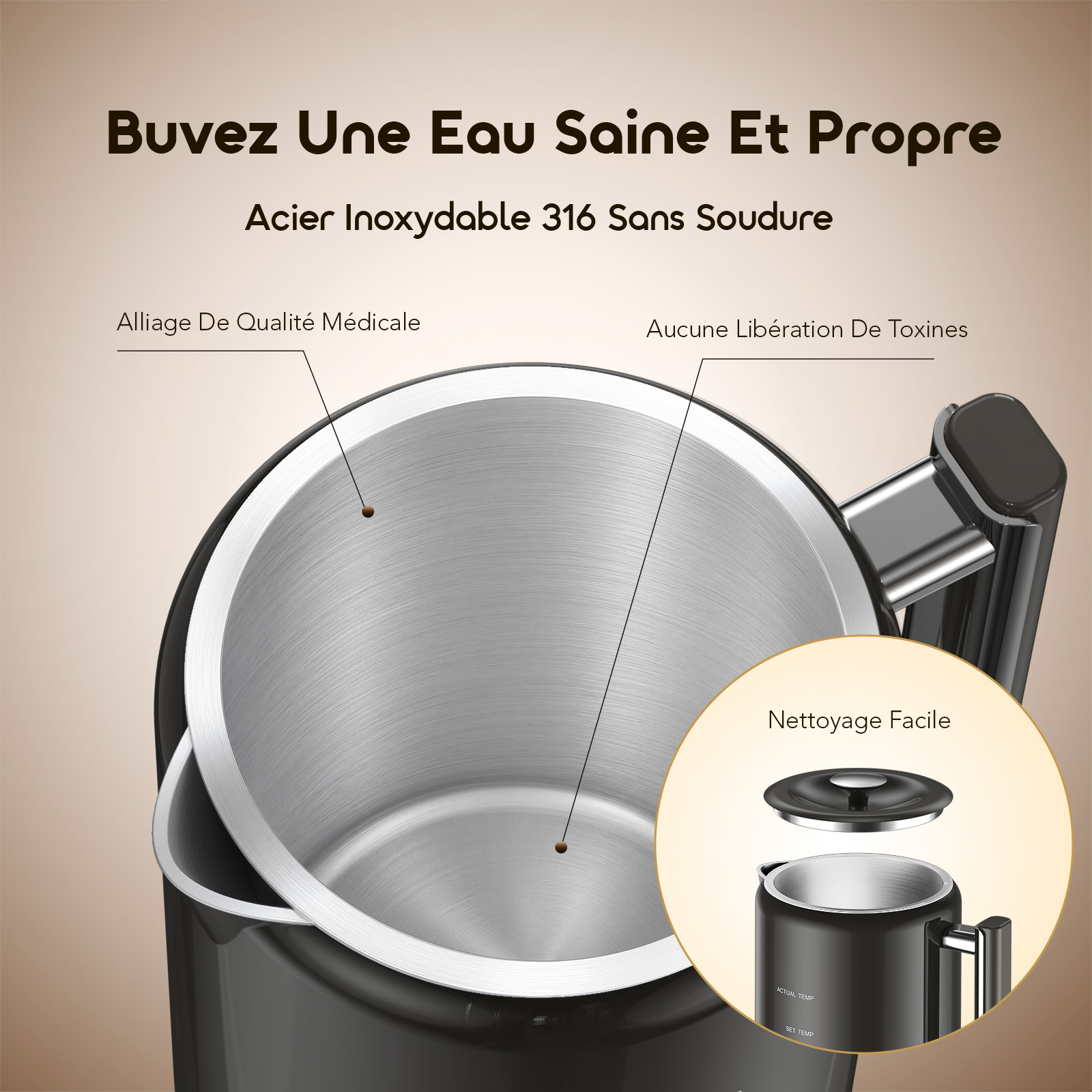 oraimo Electric Kettle FastBrew OEK-261A 04 - Seamless 316 Stainless Steel oraimo Electric Kettle FastBrew OEK-261A 04 - Seamless 316 Stainless Steel