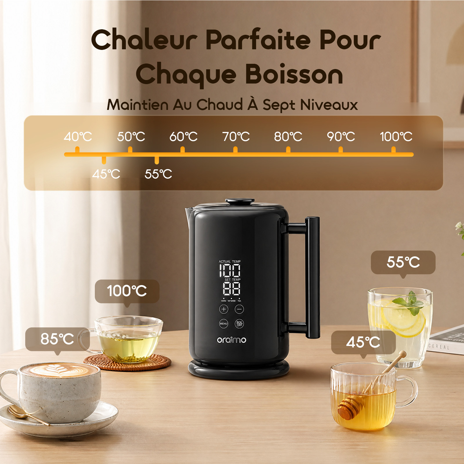 oraimo Electric Kettle FastBrew OEK-261A 06 - Seven-Stage Keep Warm oraimo Electric Kettle FastBrew OEK-261A 06 - Seven-Stage Keep Warm