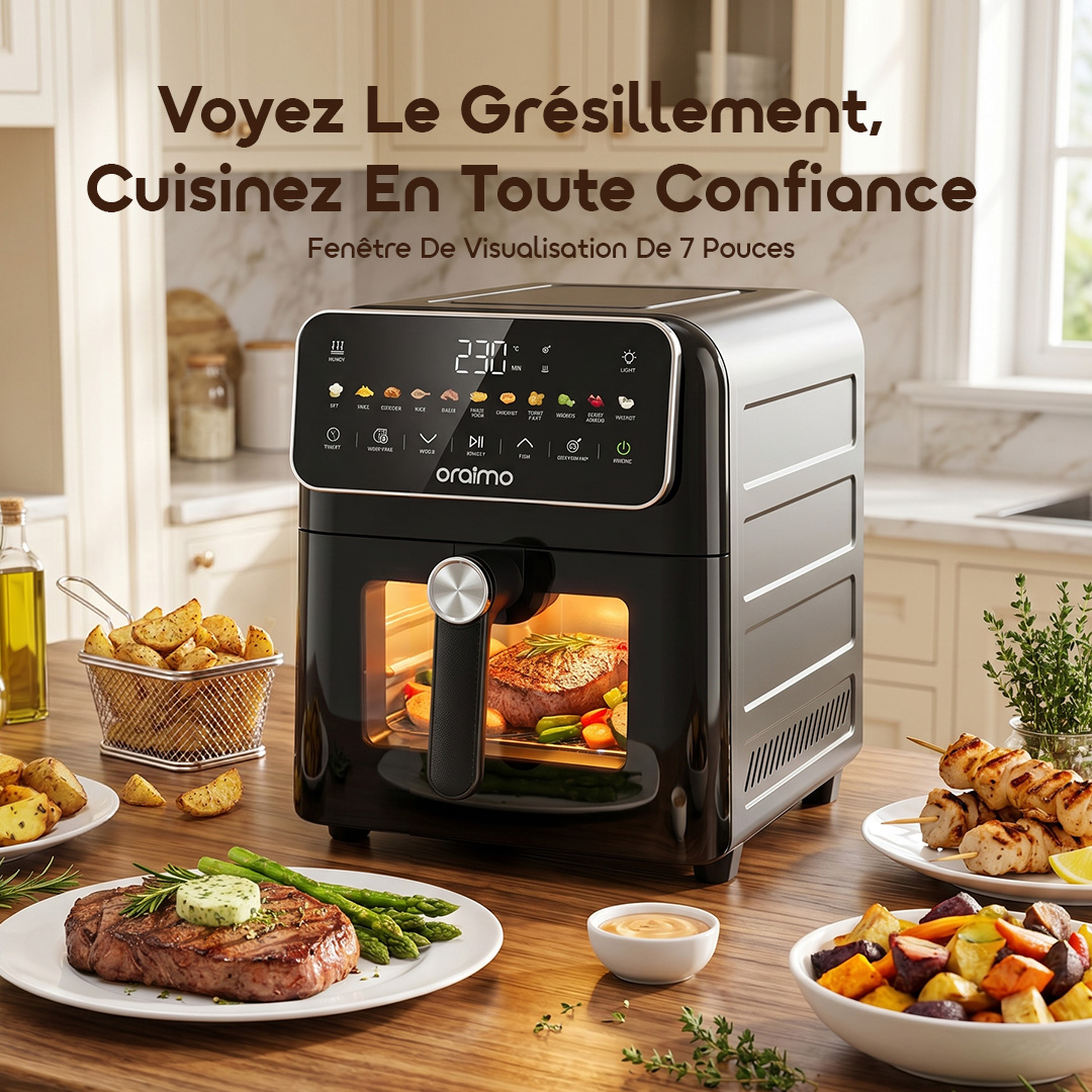 oraimo Air Fryer Intellifry OAF-502A-07 See the Sizzle, Cook with Confidence 7 Inch Viewing Window
