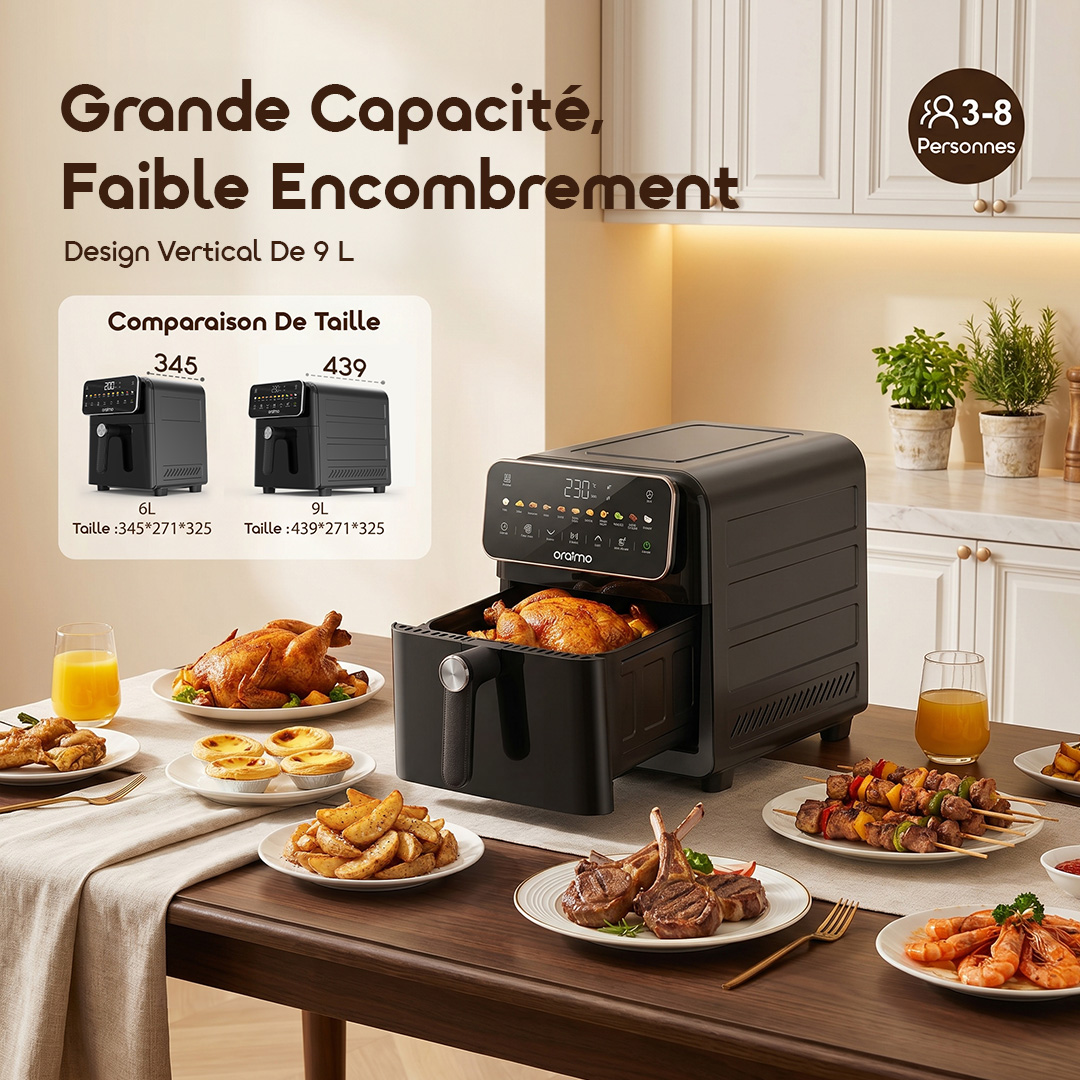 oraimo Air Fryer Intellifry OAF-502A-09 Big Capacity, Small Footprint 9L Vertical Design