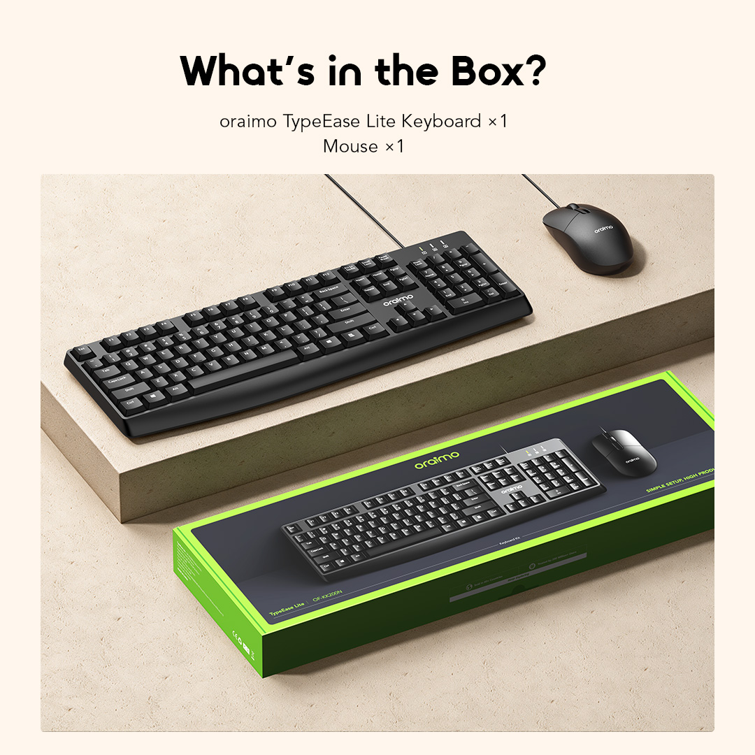oraimo TypeEase Lite Wired Full- Key Design Keyboard Kit