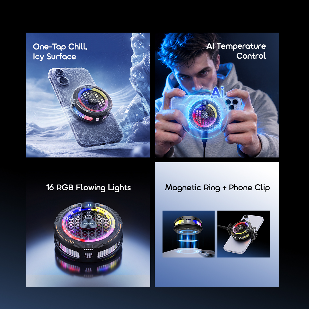 oraimo CoolSnap Magnetic Phone Cooler – Instant Ice-Cooling for Gaming